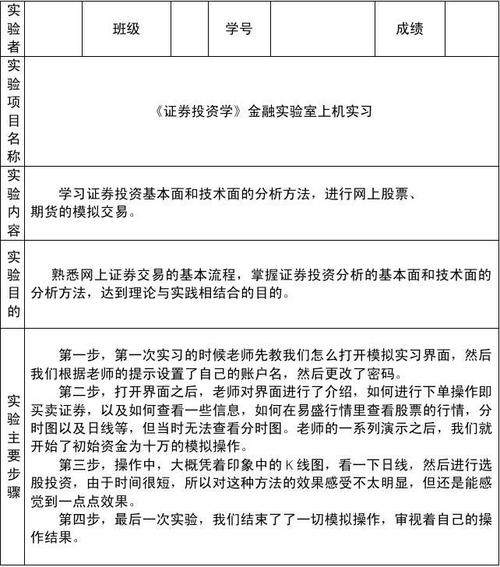 证券投资学切线理论实验报告(谈一谈证券投资中切线理论的认识)